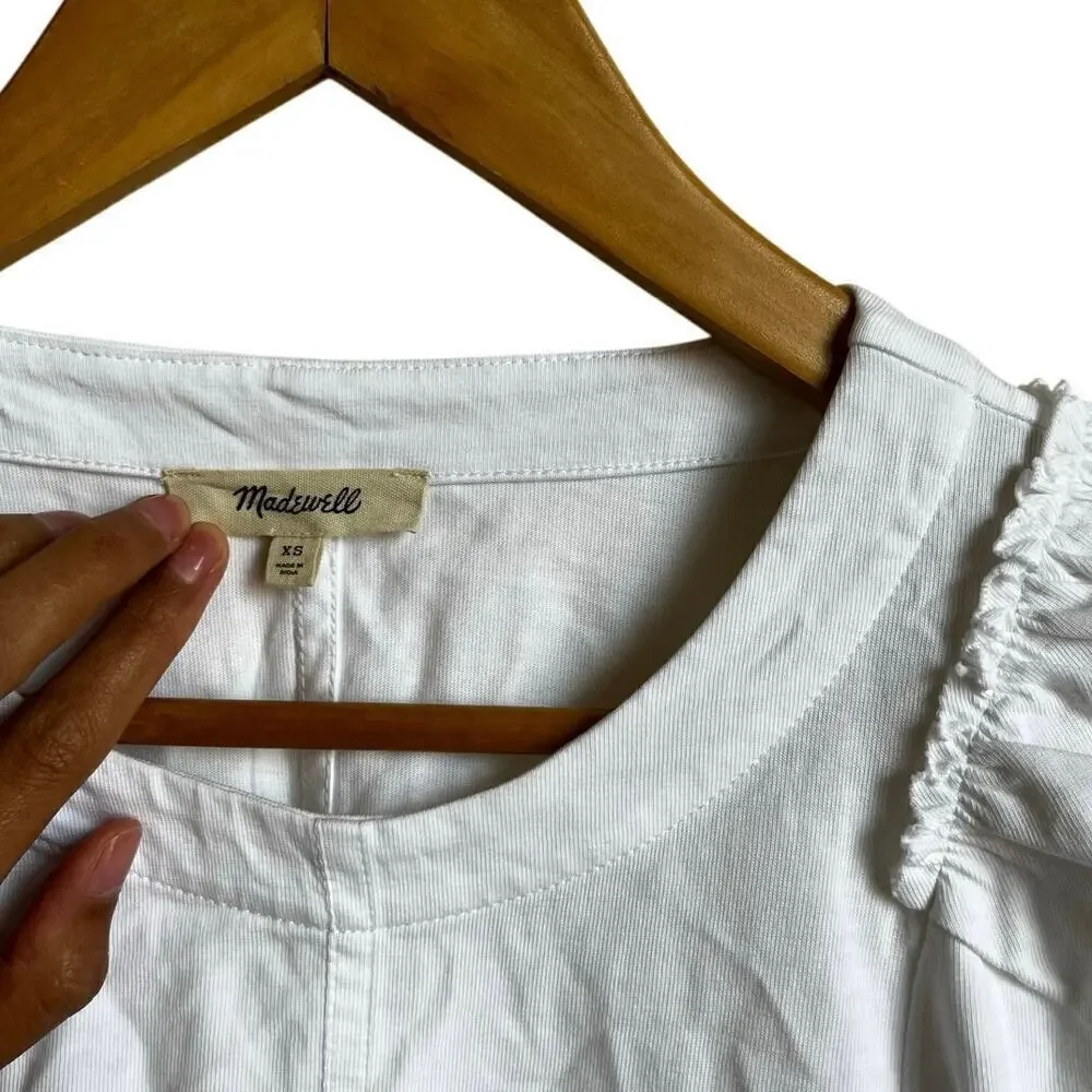 Madewell Women’s White Puff-Sleeve Tee in Size XS